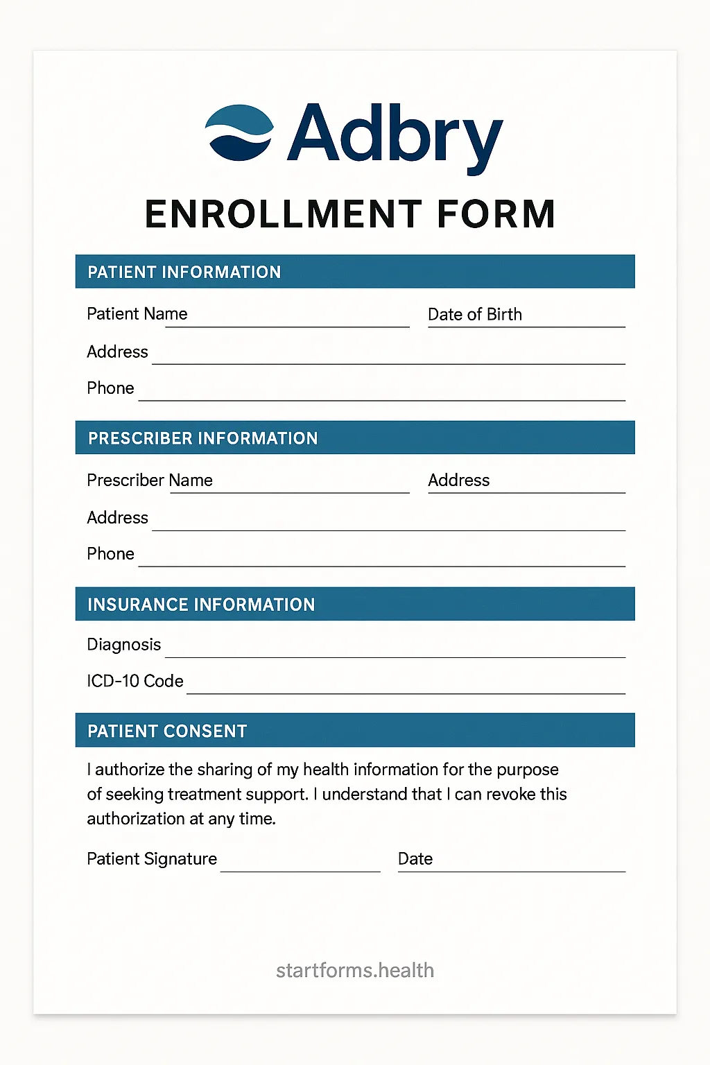 Adbry Enrollment Form