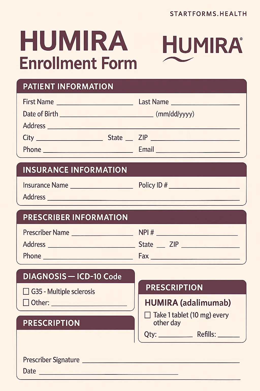 Humira Enrollment Form