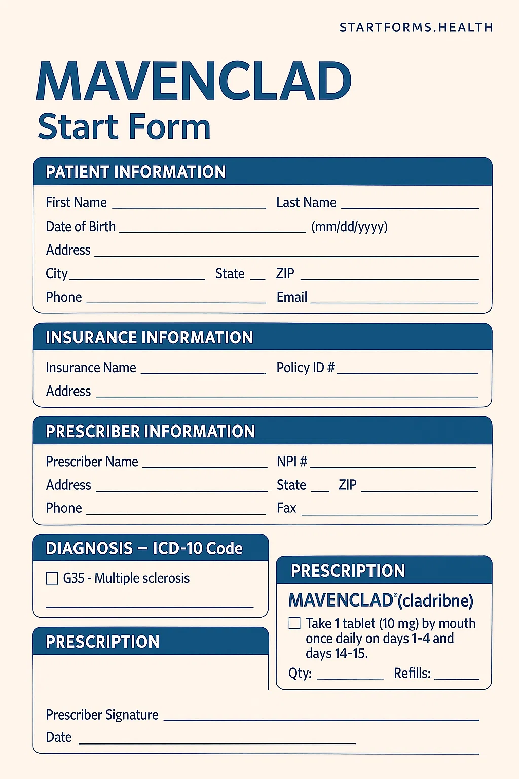 Mavenclad Start Form