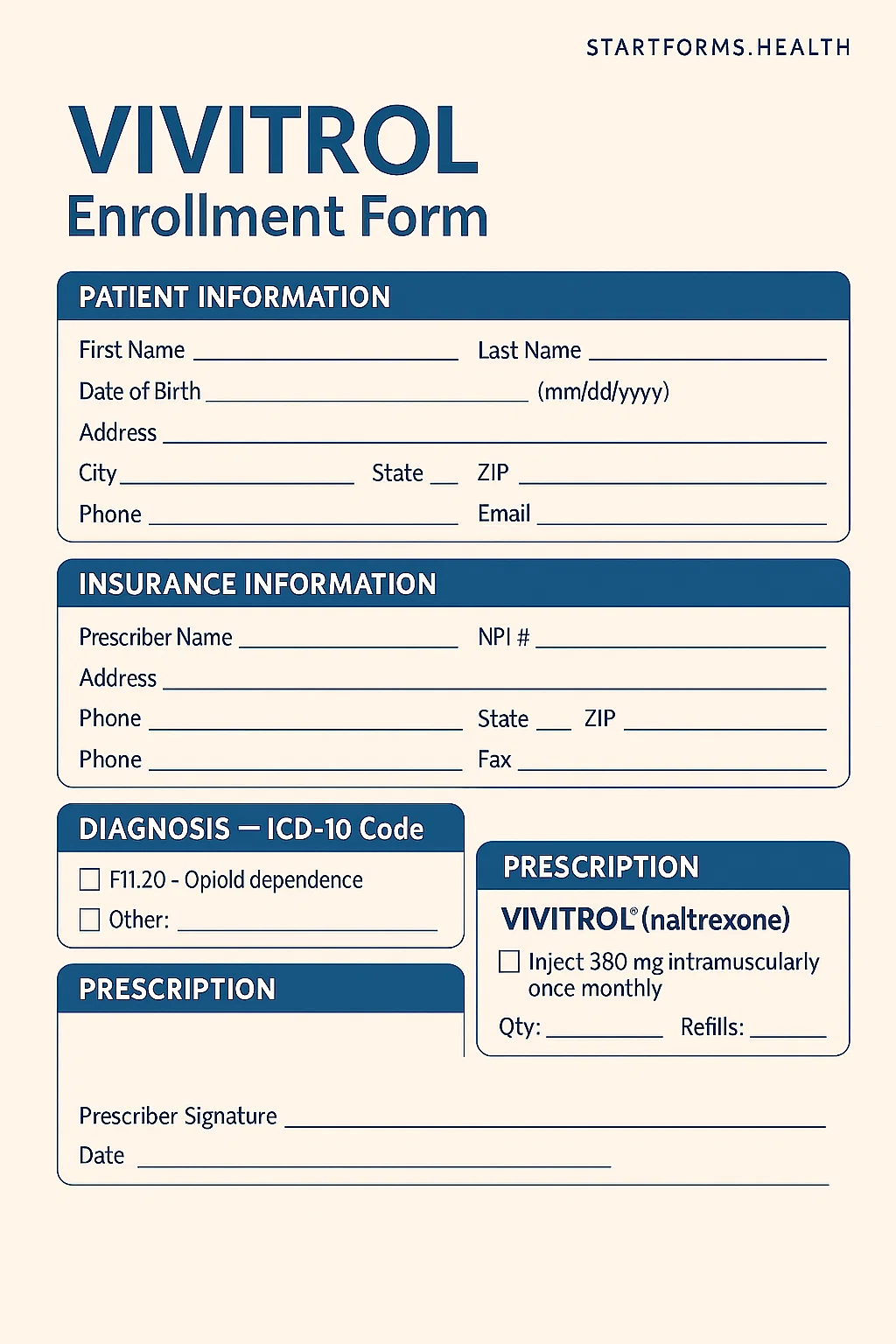 Vivitrol Enrollment Form