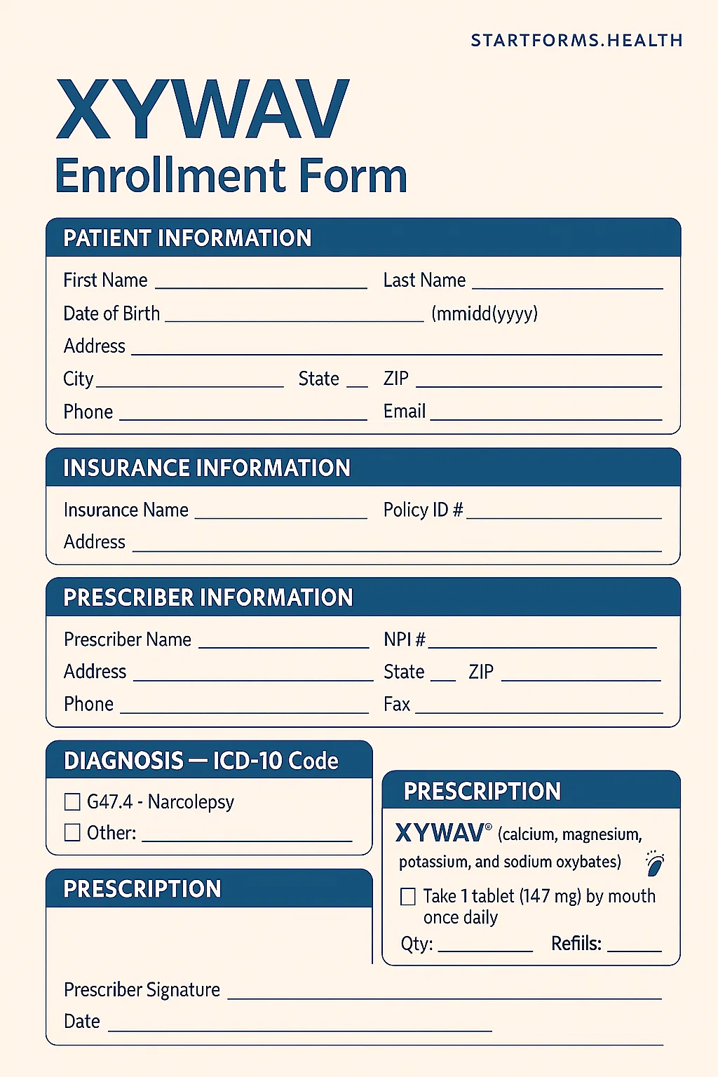 Xywav Enrollment Form