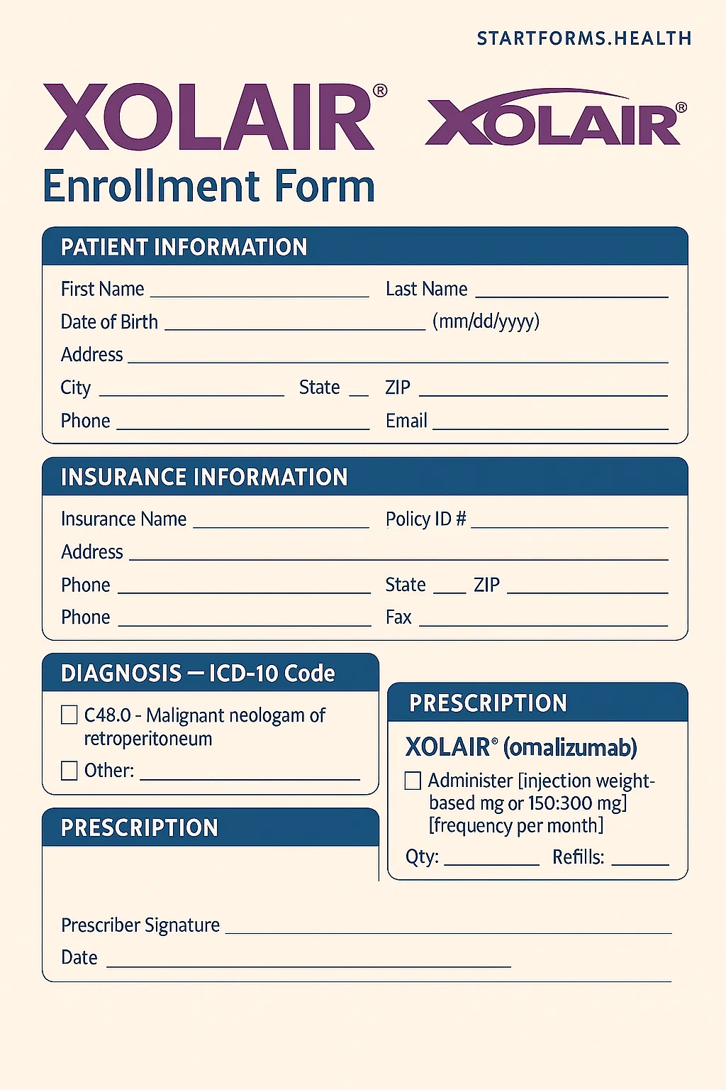 Xolair Enrollment Form