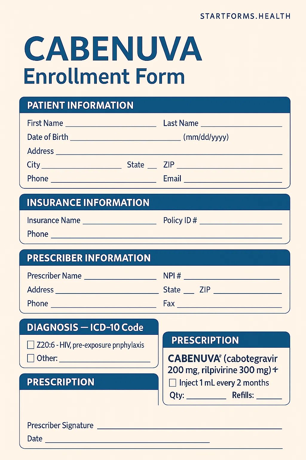 Cabenuva Enrollment Form