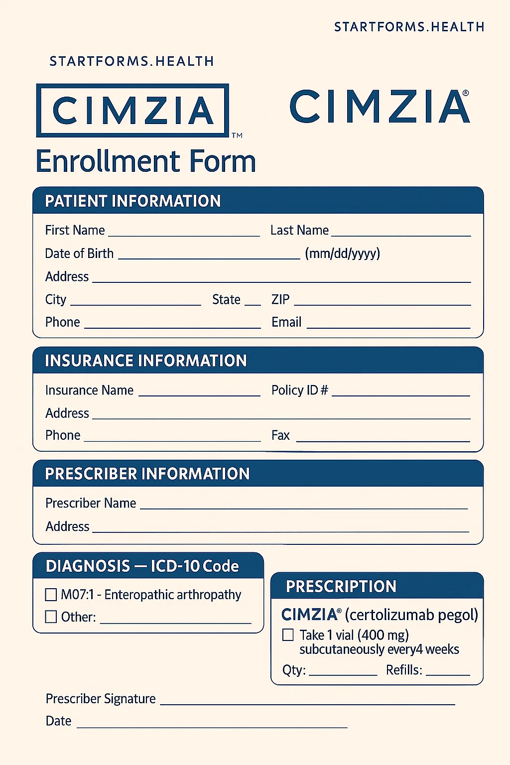 Cimzia Enrollment Form