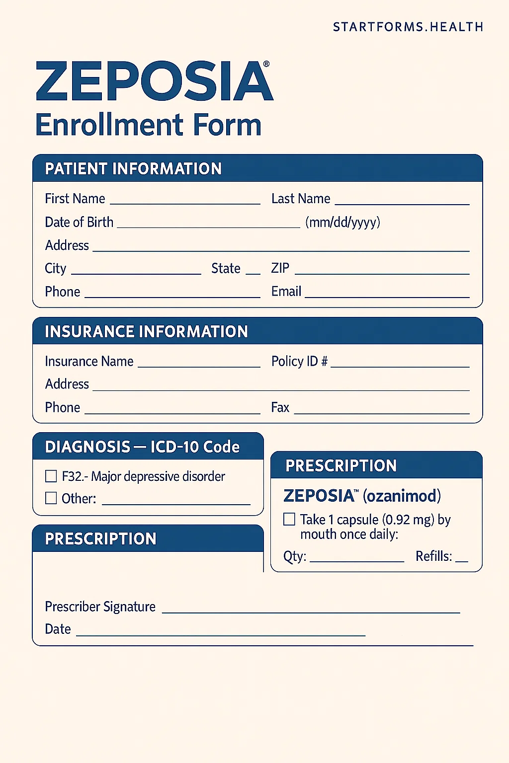 Zeposia Enrollment Form