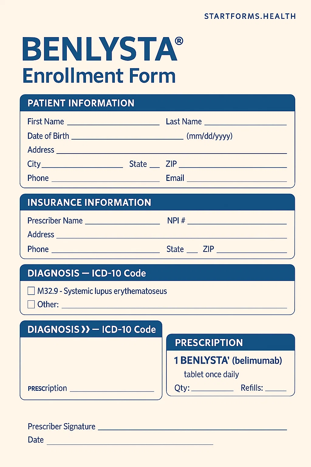Benlysta Enrollment Form